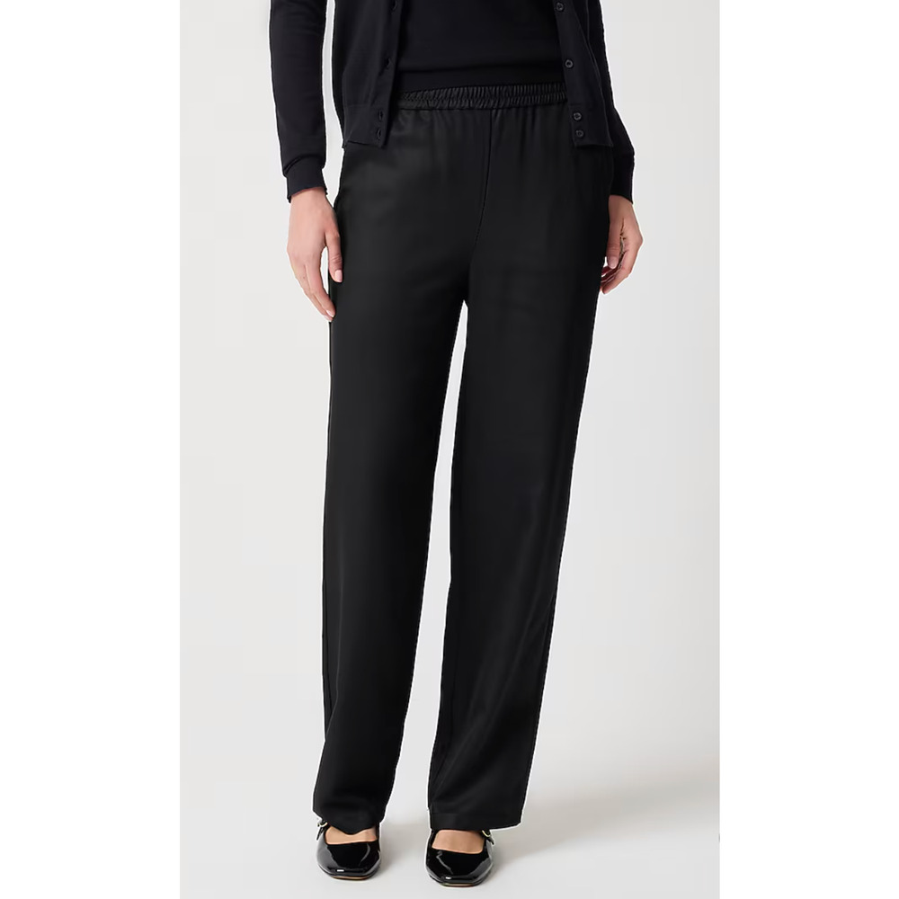 JCrew‎ Factory | NWT TENCEL Pull On Wide Leg Pant Black | Sz 10
